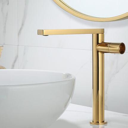 Basin Faucet Gold Single Handle Brass Sink Vanity Bathroom