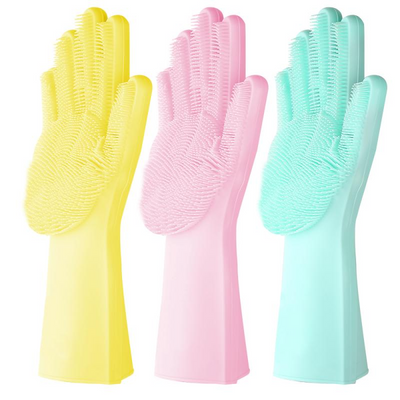 2 in 1 Silicon Dish Scrubber Gloves