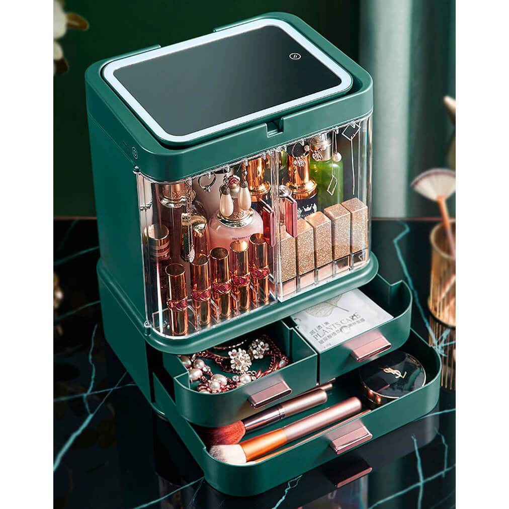Cosmetics Storage Box With Light and Mirror