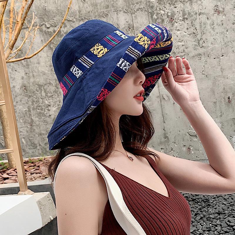 Big Brim Face-Covering Fisherman Hat,Foldable Double-Sided