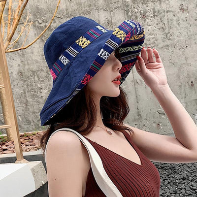 Big Brim Face-Covering Fisherman Hat,Foldable Double-Sided