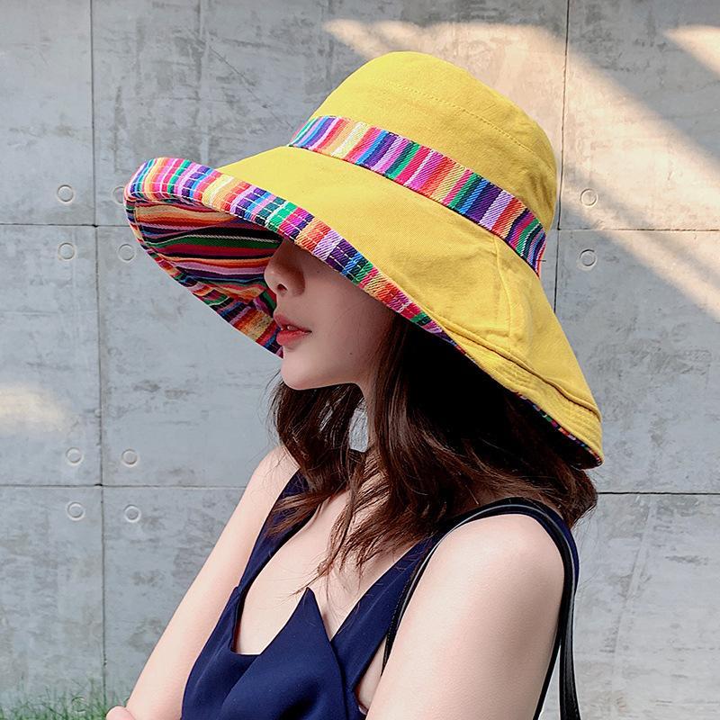 Big Brim Face-Covering Fisherman Hat,Foldable Double-Sided