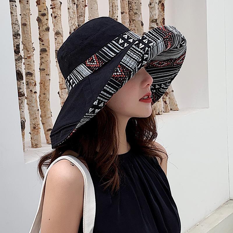 Big Brim Face-Covering Fisherman Hat,Foldable Double-Sided