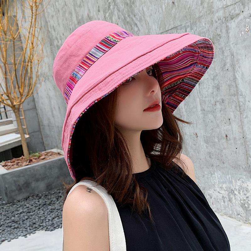 Big Brim Face-Covering Fisherman Hat,Foldable Double-Sided