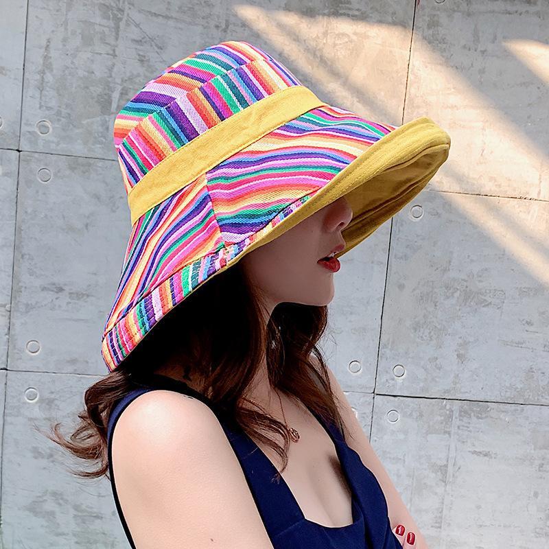 Big Brim Face-Covering Fisherman Hat,Foldable Double-Sided