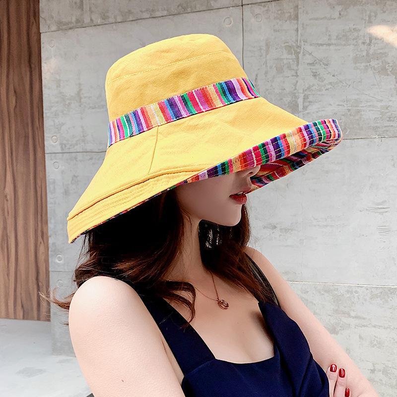 Big Brim Face-Covering Fisherman Hat,Foldable Double-Sided