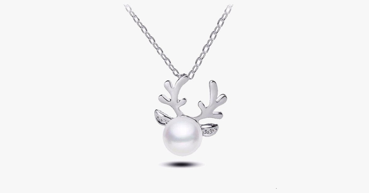 Crystal Antler Pearl Earrings & Necklace Set