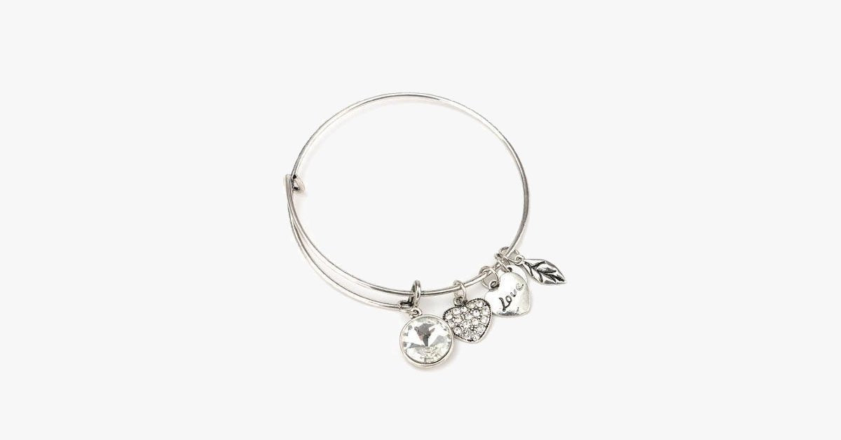 April Birthstone Charm Bangle