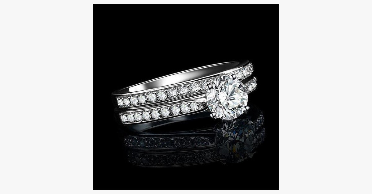 Charm Silver Crystal Couples Rings