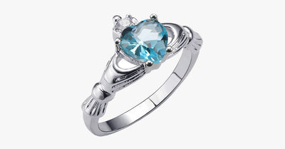 Aquamarine Heart Ring