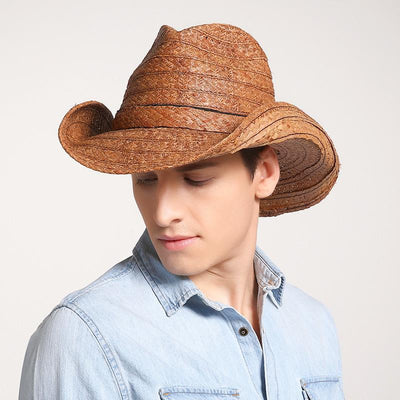 Casual Men's Big Brim Sun Hat, Western Cowboy  Straw Hat
