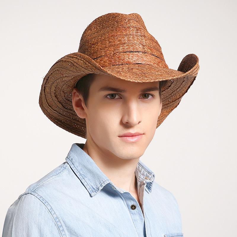 Casual Men's Big Brim Sun Hat, Western Cowboy  Straw Hat