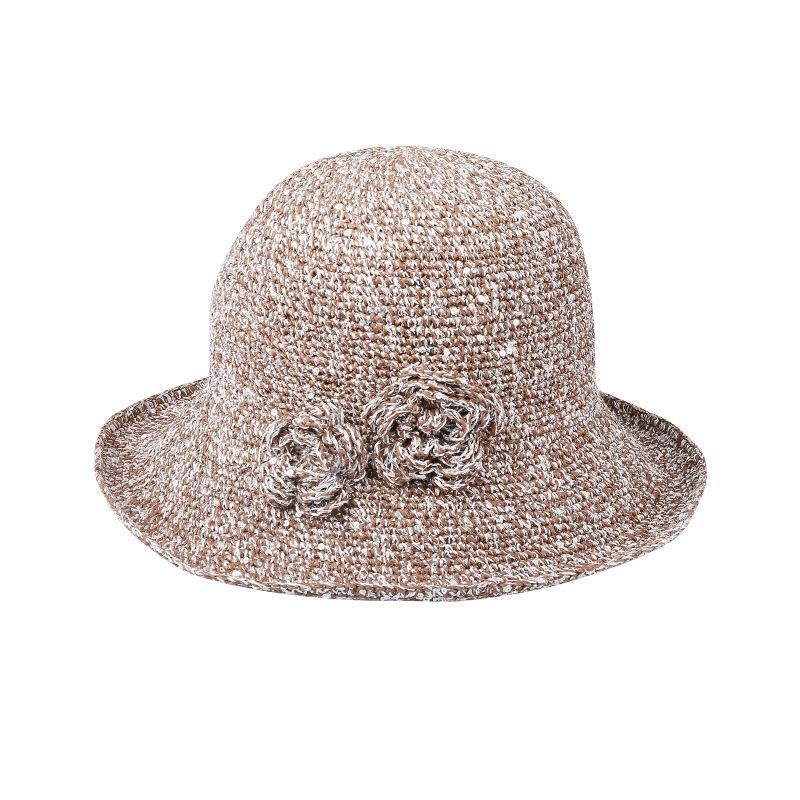Crochet Cute Flower Straw Hat,Big Edge Foldable Sunhat