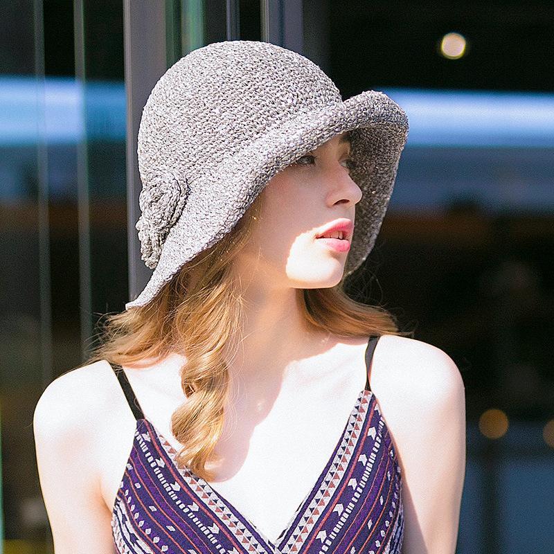 Crochet Cute Flower Straw Hat,Big Edge Foldable Sunhat