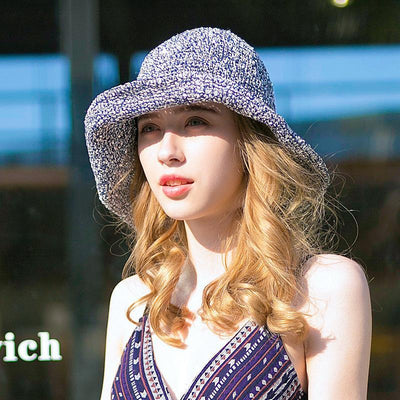 Crochet Cute Flower Straw Hat,Big Edge Foldable Sunhat