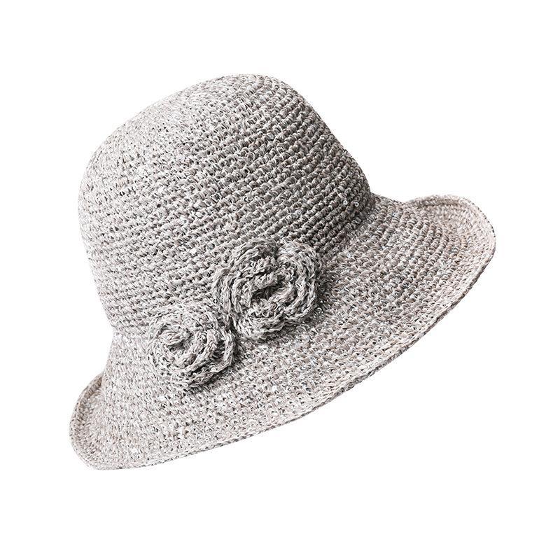 Crochet Cute Flower Straw Hat,Big Edge Foldable Sunhat