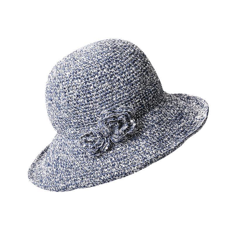 Crochet Cute Flower Straw Hat,Big Edge Foldable Sunhat