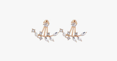 Chic Rhine-stoned Leaf Branch Earrings For Women