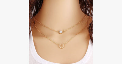 Crystal Horse Hoof Multi Layer Necklace