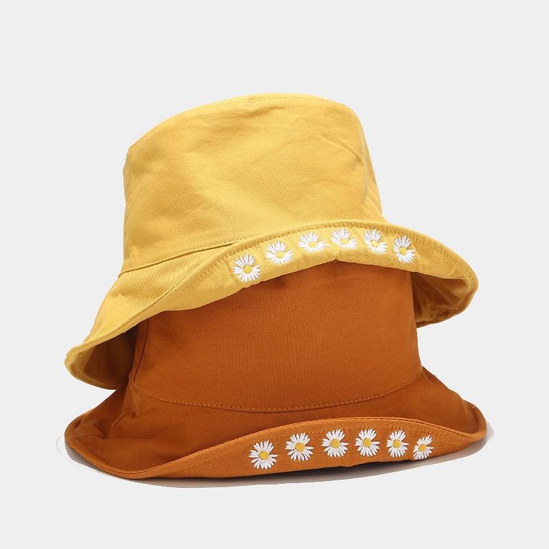 Daisy Double-Sided Fisherman Hat,Couple Sun Hat