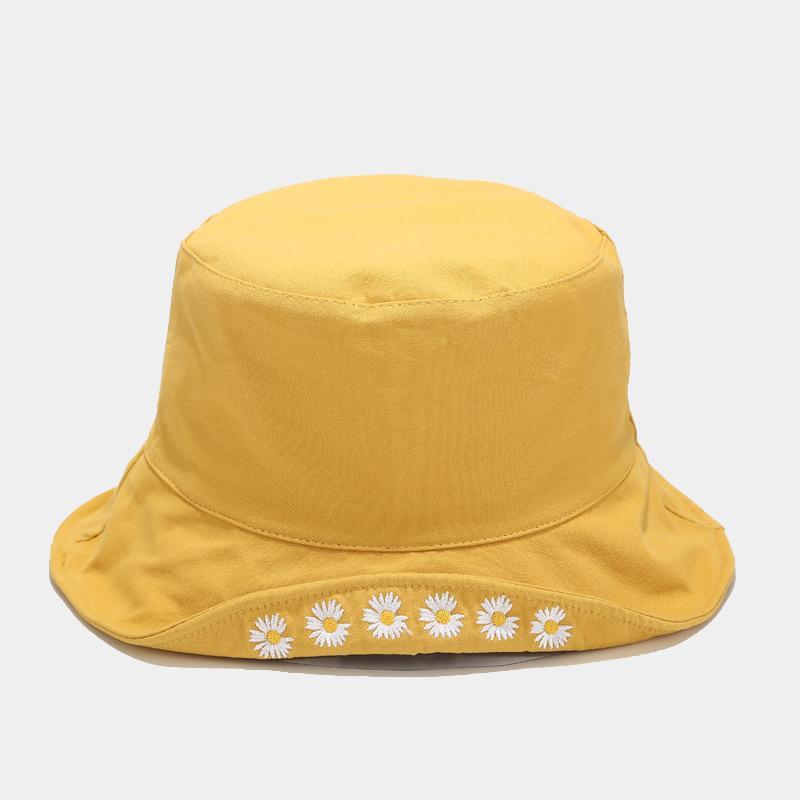 Daisy Double-Sided Fisherman Hat,Couple Sun Hat