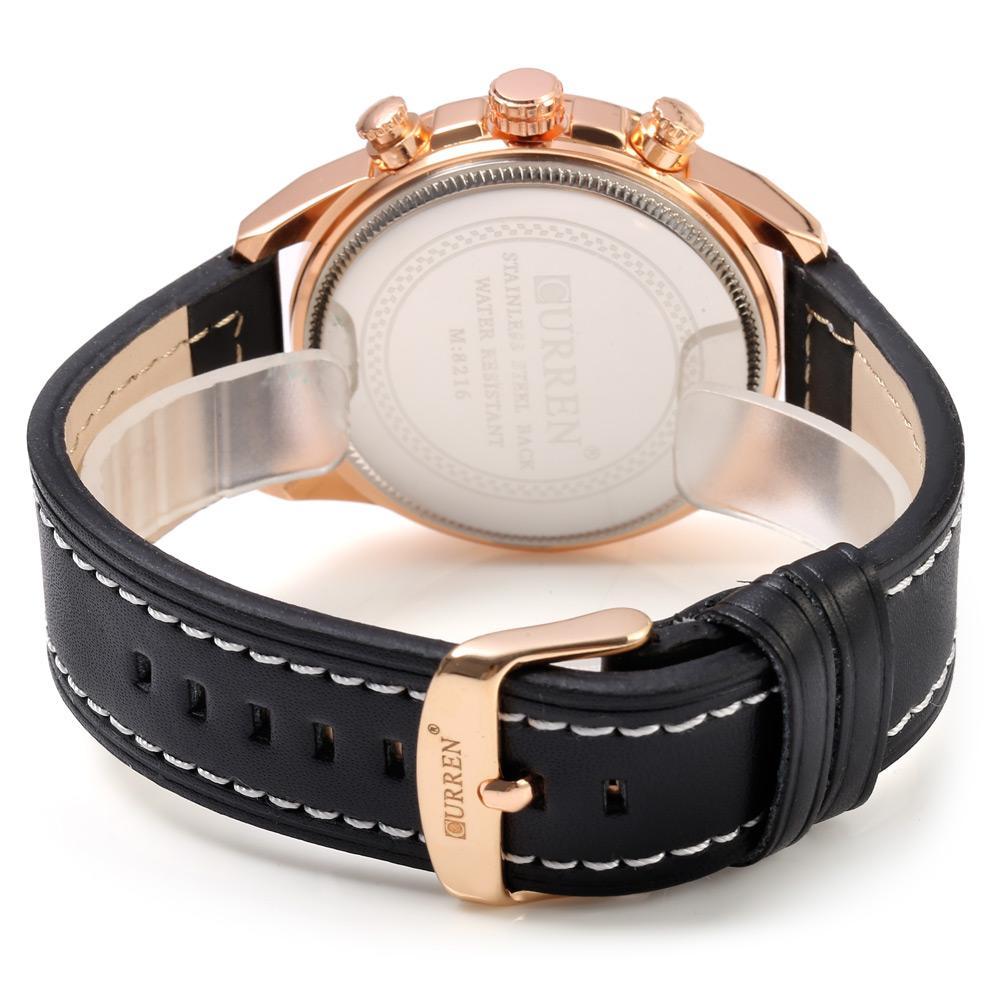 Decoration Sub-dial Quartz Watch Genuine Leather Band