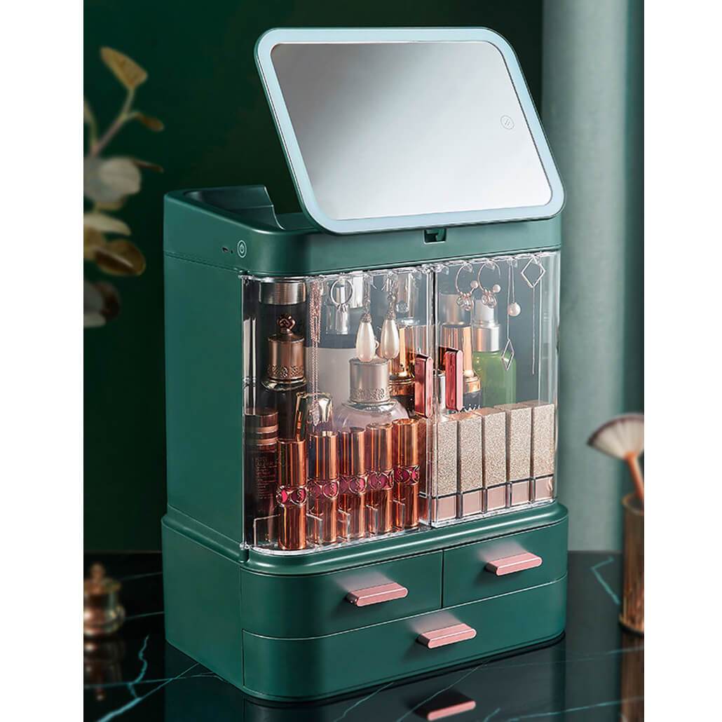 Cosmetics Storage Box With Light and Mirror