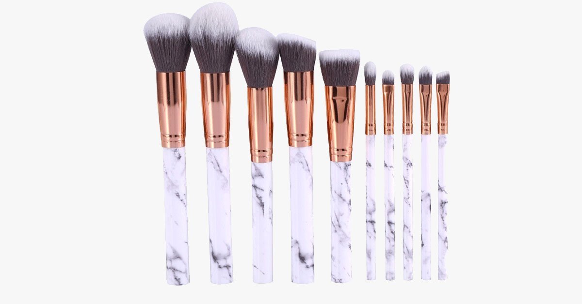 Chic Brush Set of Marble Handle Brushes-Multi-Purpose Luxurious Looking Brushes