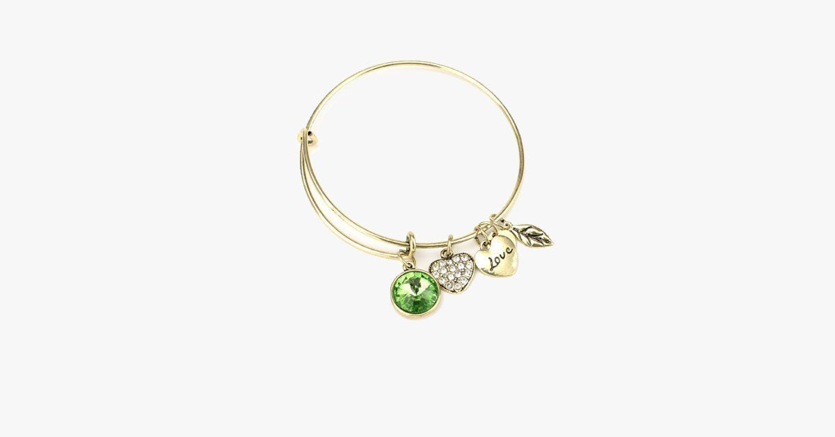 August Birthstone Charm Bangle