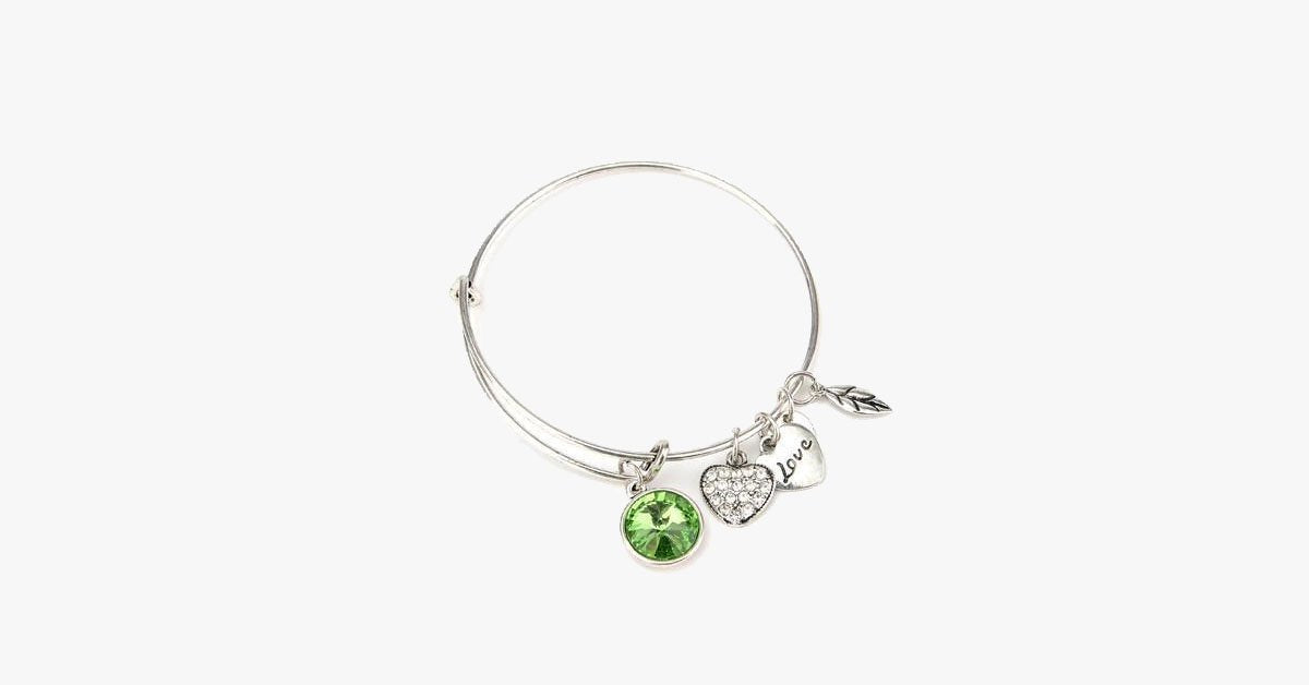 August Birthstone Charm Bangle