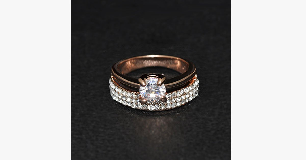 Austrian Crystal Double Band Ring