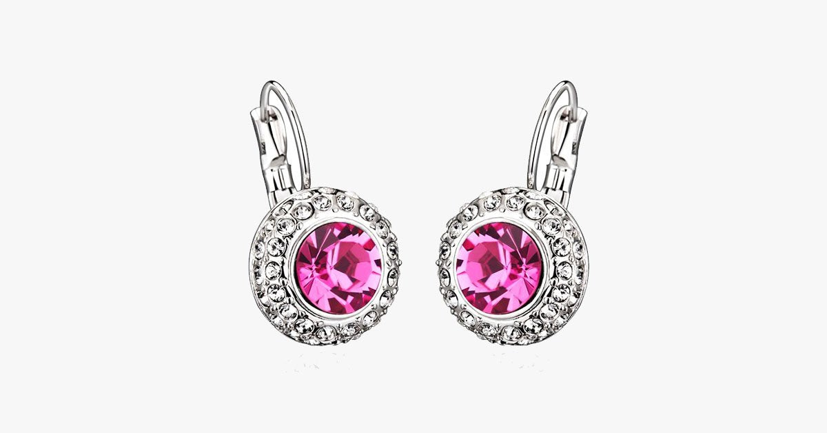 Austrian Crystal Round Dangle Drop Earrings