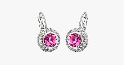 Austrian Crystal Round Dangle Drop Earrings