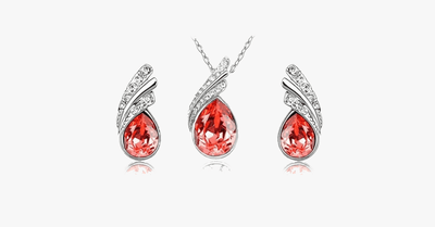 Angle Tear Drop Austrian Crystal Pendant & Earring Set – A Unique and Fashionable Addition to Your Collection