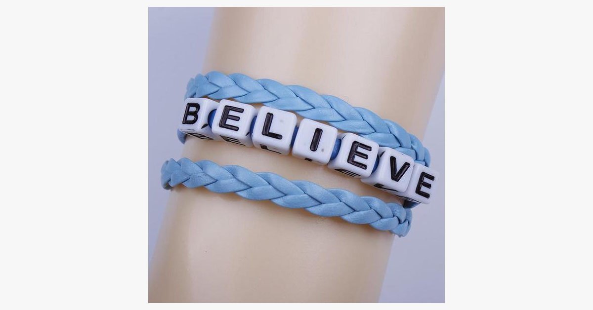 Braided Leather Believe Bracelet