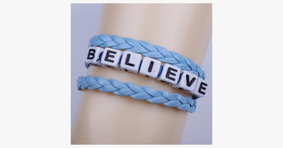 Braided Leather Believe Bracelet
