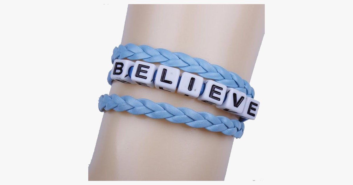 Braided Leather Believe Bracelet