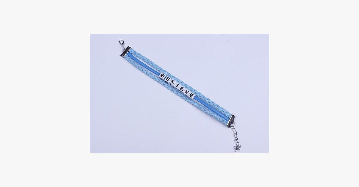 Braided Leather Believe Bracelet