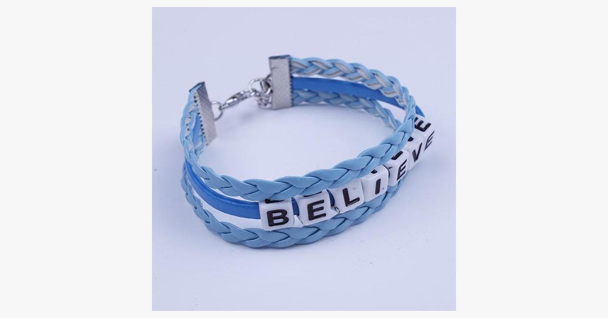 Braided Leather Believe Bracelet