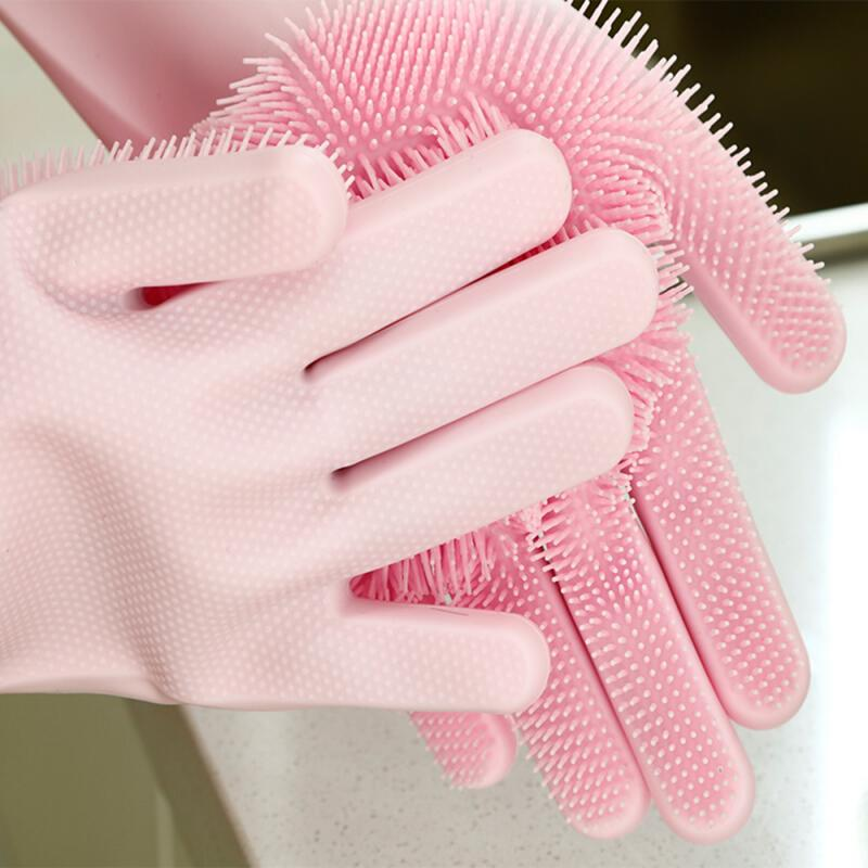 2 in 1 Silicon Dish Scrubber Gloves