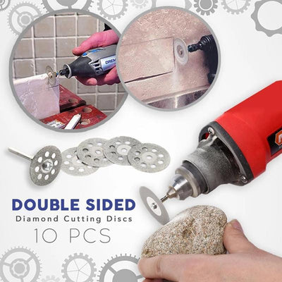 Diamond Cutting Wheel Set (10 PCs and 2 Rods)