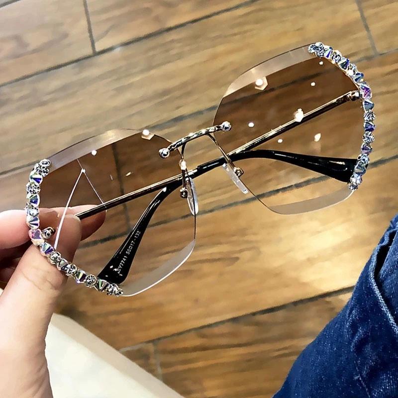 Crystal Rimless Sunglasses