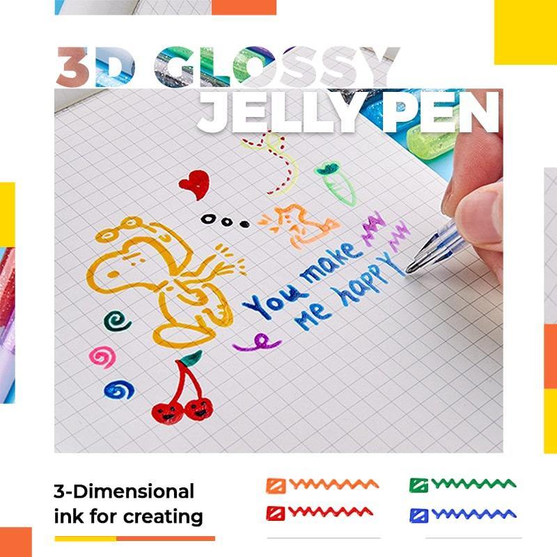12PCS 3D Glossy Jelly Ink Pen Set