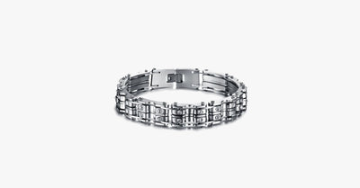 Clean CZ Diamond Stainless Steel Men's Bracelet