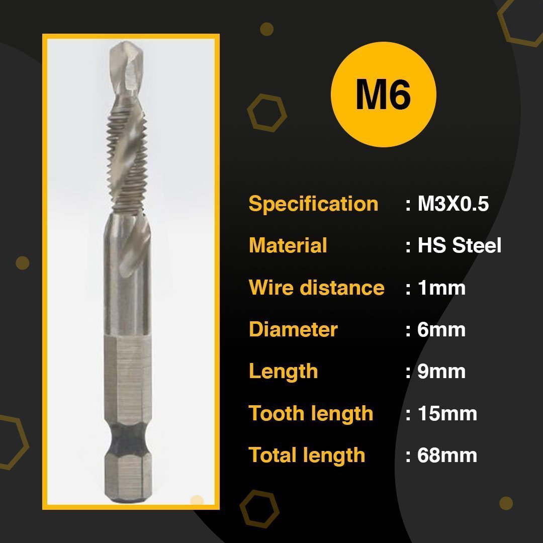 6pcs Thread Tap Drill Bits Set