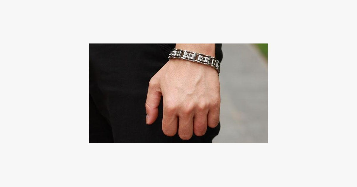 Clean CZ Diamond Stainless Steel Men's Bracelet