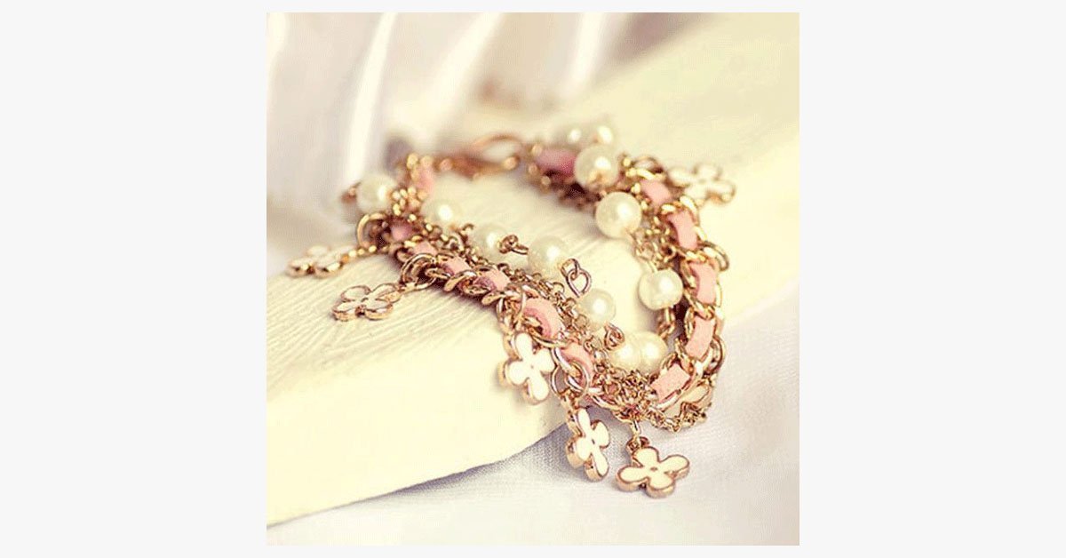 Clover Flower Pearl Bracelet