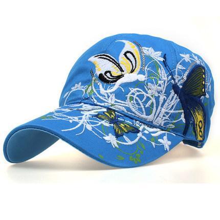 Butterfly Embroidered Baseball Cap,Duck Tongue Sports Sunhat