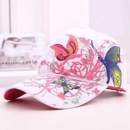 Butterfly Embroidered Baseball Cap,Duck Tongue Sports Sunhat