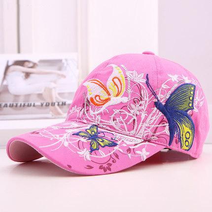 Butterfly Embroidered Baseball Cap,Duck Tongue Sports Sunhat